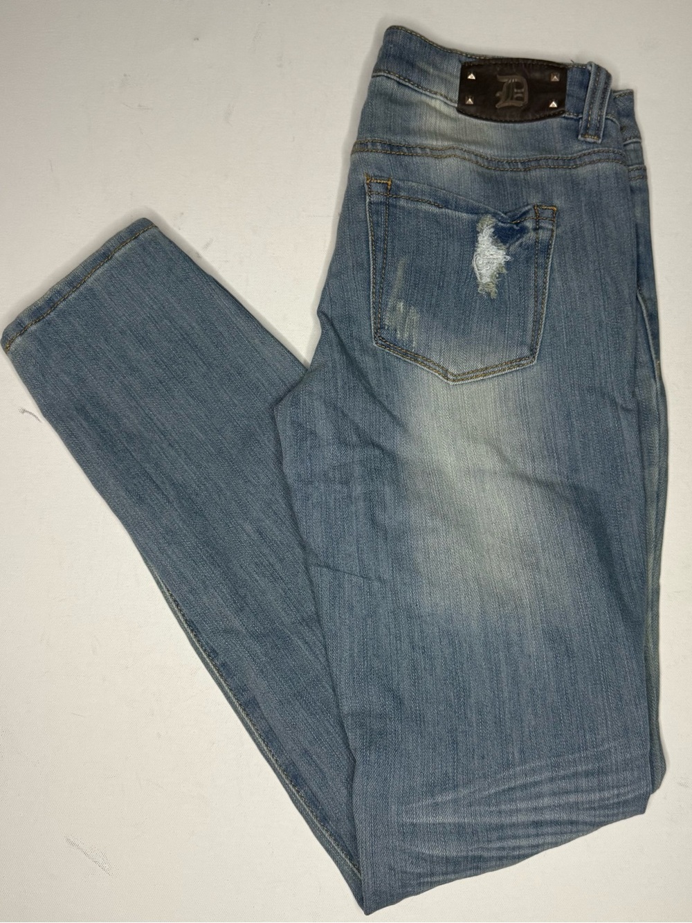 Dollhouse Light Blue Denim Jeans with Gold Stitching